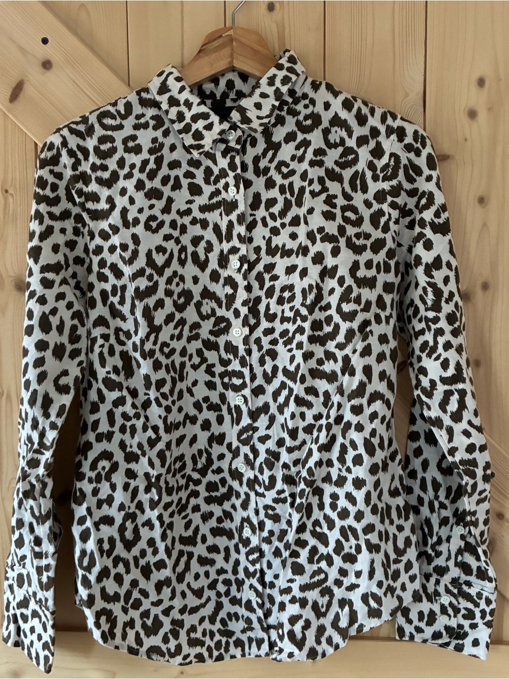 J. Crew Brown Leopard Print Button-Up Top